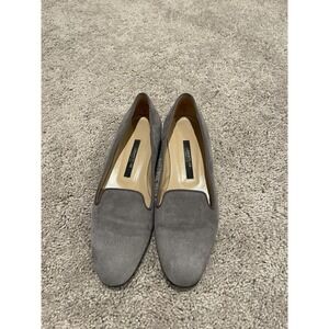 Lafayette 148 New York siena suede loafer SZ 7.5 EU 37.5 Gray Flats